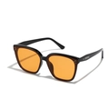Gafas de sol retro negras con lentes naranjas y detalles de remaches plateados - Montura Negra Lentes Naranjas