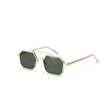 Gafas de sol cuadradas de doble puente con montura metálica oro mate y lentes verdes - Verde Oscuro