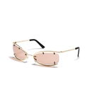 Occhiali da sole cat-eye Y2K montatura in metallo dorato e lenti marroni futuristiche - Montatura Oro Lente Tè Chiaro