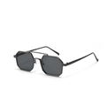 Square double bridge metal sunglasses with dark grey polygonal frames for men and women - Gunmetal
