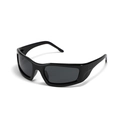 Y2K sporty square polarized sunglasses with thick black wrap-around frame - Bright Black