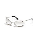 Occhiali da sole cat-eye Y2K con montatura in metallo argento e lenti grigio chiaro - Argento Specchiato