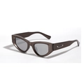 Vintage square cat eye sunglasses in dark brown with heart rivets and grey lenses - Mercury Silver
