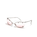 Occhiali da sole a mezza montatura cat-eye Y2K con montatura argento e lenti rosa - Montatura Argento Rosa Sfumato