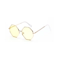Gafas de sol retro de doble puente, montura de metal dorado y lentes amarillas claras - Amarillo