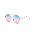 Gafas de sol cuadradas con montura de metal plateado y lentes degradadas azul rosa - Degradado Azul Rosa