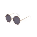 Gafas de sol de doble puente con lentes octagonales grises y montura de metal dorado - Todo Gris