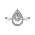 Anillo de lujo en plata de ley S925 con doble gota de agua y pavé de diamantes - US 5 / Anillo de Lágrima / Blanco Platino (DY120780-S-W-WH)