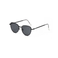 Occhiali da sole cat eye in metallo nero con lenti grigio scuro in vista laterale - Montatura Nera Lenti Grigie