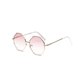 Square double bridge sunglasses with golden octagonal frames and pink gradient lenses - Gradient Pink