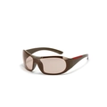 Y2K sporty sunglasses in dark olive green frame with translucent brown lenses - Mocha