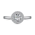 Elegant S925 sterling silver halo ring with a brilliant round cut center diamond stone - 5# / Ring (DY120819)