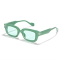 Gafas de sol rectangulares transparentes verde claro con montura gruesa de ojo de gato - Verde Brumoso