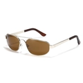 Silver metal aviator sunglasses with brown lenses and a classic double bridge design - Silver Frame Brown Lens