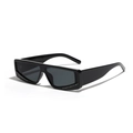 Schwarze eckige Cat-Eye-Sonnenbrille mit Strasssteinen und breitem Rahmen für Damen und Herren - Glänzend Schwarz/Graue Linse