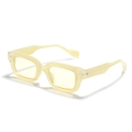 Fashionable cream yellow rectangular sunglasses with translucent frame and wide temples - Creamy Yellow