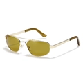 Classic gold metal aviator sunglasses with yellow lenses and double bridge design - Gold Frame Green