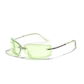 Y2K rimless rectangular sunglasses with light green lenses and silver metal temples - Light Green