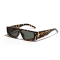 Rechteckige Sonnenbrille mit Schildpatt-Muster, Kristalldetails und dunklen Gläsern - Schildpatt/Dunkelgrüne Gläser