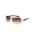 Gafas de sol Y2K sin montura con lentes degradadas marrones y detalles de strass - Té Dorado