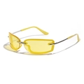 Y2K square semi-rimless sunglasses with vibrant yellow lenses and silver metal frame - Lemon Yellow