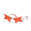 Frameless star-shaped sunglasses with red transparent lenses and gold metal temples - Light Orange