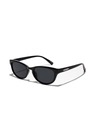 Lunettes de soleil œil-de-chat noires avec verres polarisés et détails métalliques - Noir Brillant / Gris