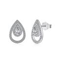Pendientes de gota de lujo en plata S925 con pavé de diamantes y piedra de pera - Pendientes de Gota de Agua / Estilo Blanco Platino (DY1D0277-S-W-WH)
