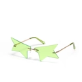 Star-shaped rimless sunglasses with green lenses and gold metal frame for parties - Fluorescent Green
