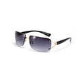 Gafas de sol Y2K cuadradas sin montura con lentes degradadas en púrpura y strass - Doble Lente Gris