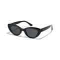 Retro Cat-Eye Sonnenbrille in Schwarz mit grauen Gläsern und Metall-Nieten-Detail - Glänzendes Schwarz / Grau