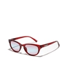 Lunettes de soleil œil-de-chat tendance avec monture rouge translucide et verres dégradés - Bordeaux