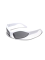 Y2K futuristic sport sunglasses with white frames and dark grey lenses for a trendy look - White Frame Gray Lens