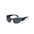 Lunettes de soleil shield Y2K futuristes avec monture noire et verres gris foncé - Noir Brillant / Gris
