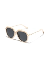 Gafas de sol aviador de gran tamaño con montura crema y patillas finas de metal dorado - Marco Beige Lente Gris