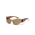 Lunettes de soleil Y2K sans monture avec verres monoblocs marron et branches en résine - Verres Thé Clair