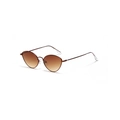 Retro cat-eye metal sunglasses with gradient ocean lenses and slim bronze frame - Brown