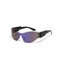 Lunettes de soleil sans monture Y2K avec verres violets dégradés et branches noires - Bleu Miroir