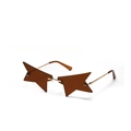 Star shaped rimless sunglasses with amber lenses and golden metal frames - Brown