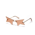 Fashionable rimless star-shaped sunglasses with amber lenses and gold metal temples - Light Tea