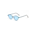 Occhiali da sole retrò cat-eye con lenti blu e montatura sottile in metallo scuro - Blu