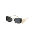 Frameless square sunglasses with light gold metal frame and black lenses in a modern design - Gold Frame Grey Lens