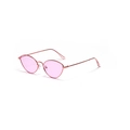Occhiali da sole retrò cat-eye con lenti rosa e montatura sottile in metallo oro rosa - Viola Chiaro