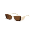 Fashionable rimless square sunglasses with brown lenses and golden metal frames - Gold Tea