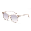 Retro-Rundsonnenbrille mit transparentem Champagner-Rahmen und lila Verlaufsgläsern - Hellkaffee Silberspiegel