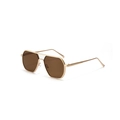Gafas de sol aviador retro poligonales con montura de metal dorado y lentes marrones - Marrón