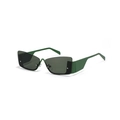 Square rimless dark green matte sunglasses with stylish grey lenses for men and women - Green