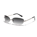 Y2K rimless silver metal sunglasses with gradient grey lenses in a minimalist style - Double Grey Lenses