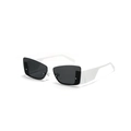 Frameless square sunglasses featuring bold white temples and dark grey rectangular lenses - White Frame Gray Lens