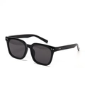 Gafas de sol cuadradas negras clásicas con acabado jelly retro y remaches plateados - Negro Brillante/Lente Gris